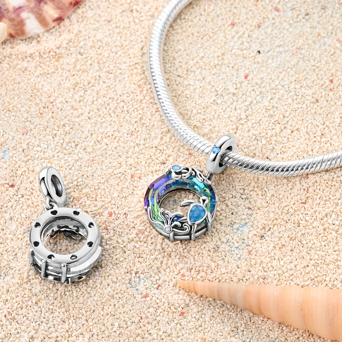 Ocean Two Turtles Charm Bracelet for Women